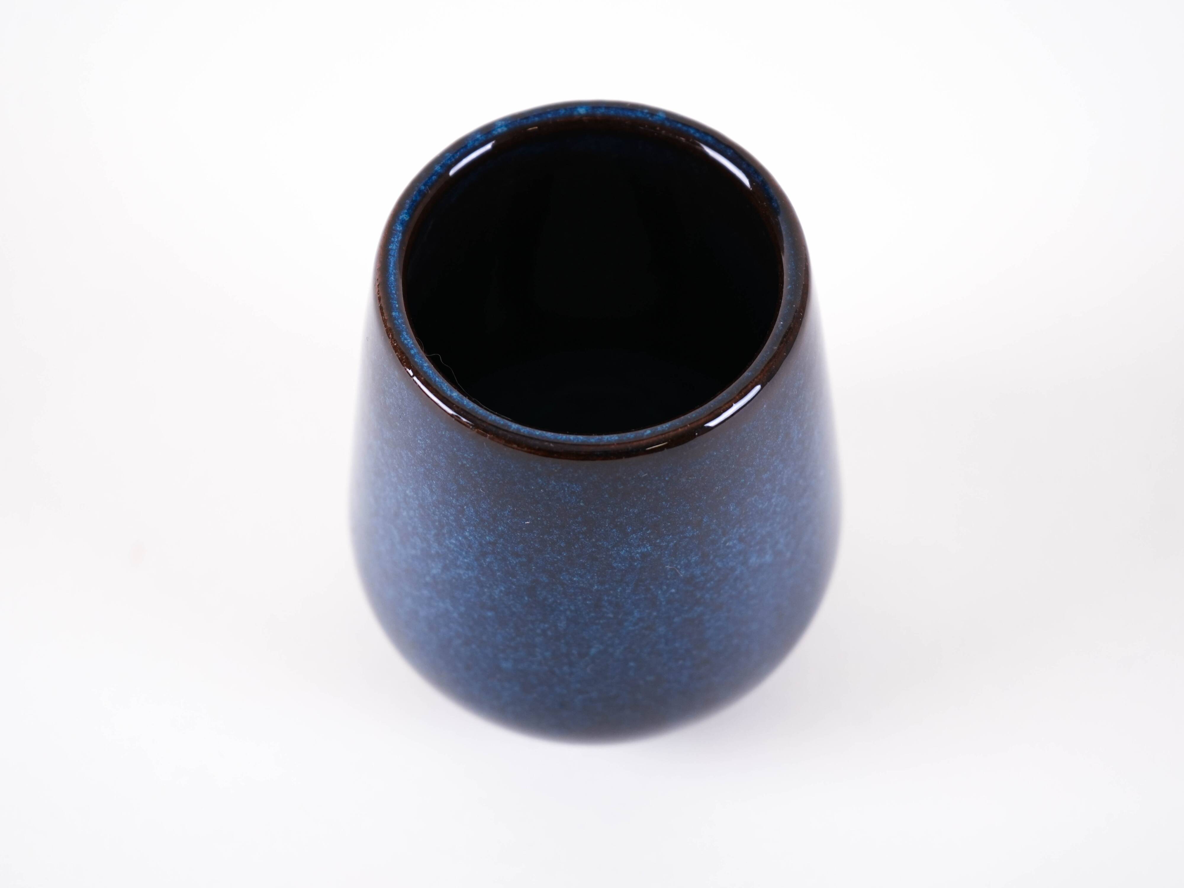 Vase en céramique bleu marine, design danois, années 1970, fabriqué au Danemark