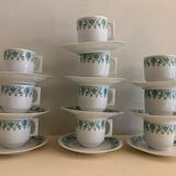10 cups and 10 saucers in fine porcelain bernardaud cie, limoges for christofle, model eridan