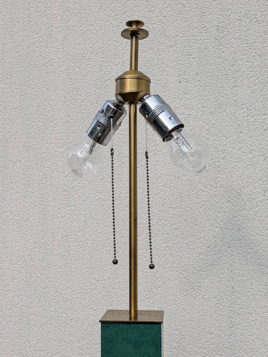 Vintage Jean Roche lamp base, 1980, brass & green