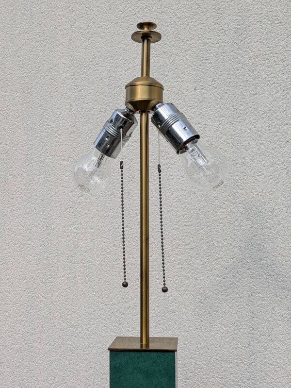 Pied de lampe vintage Jean Roche, 1980, laiton & vert