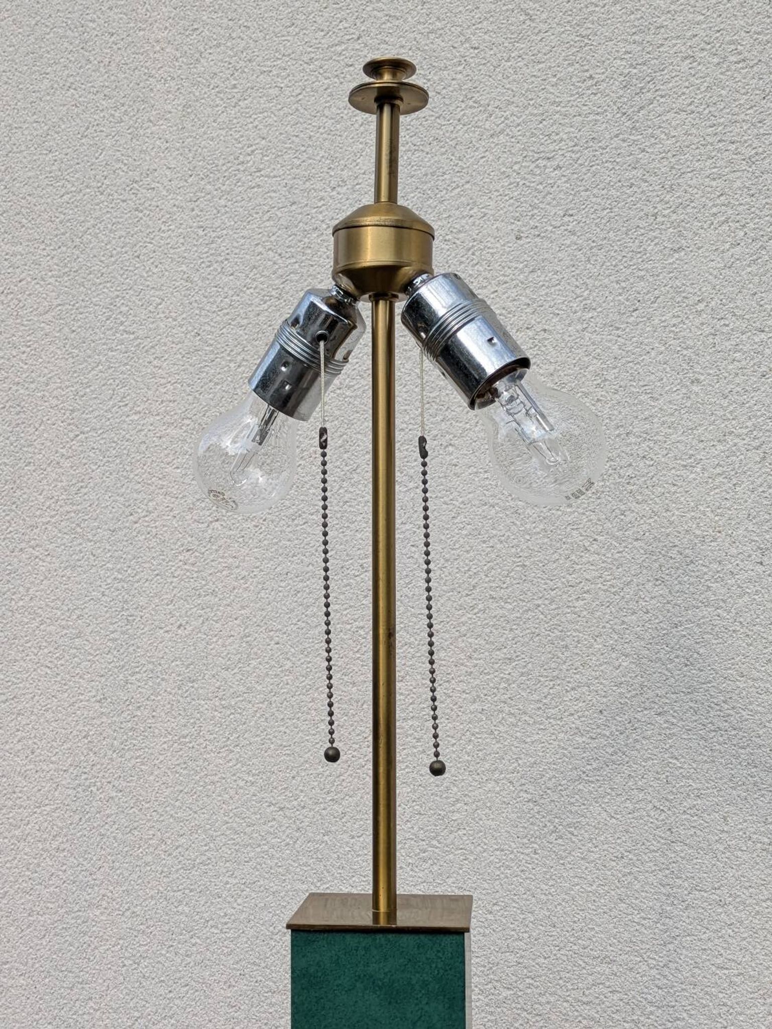 Pied de lampe vintage Jean Roche, 1980, laiton & vert