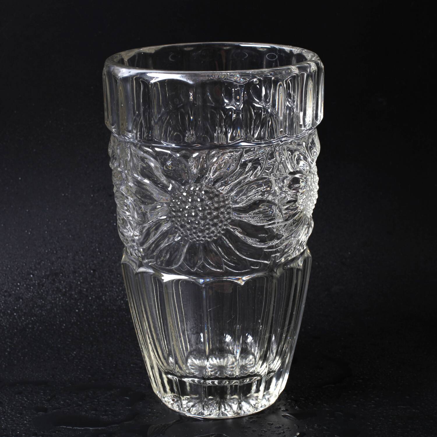 Large Vintage Sunflower Glass Vase: Bohemia Glass, Czech Republic, 1960s