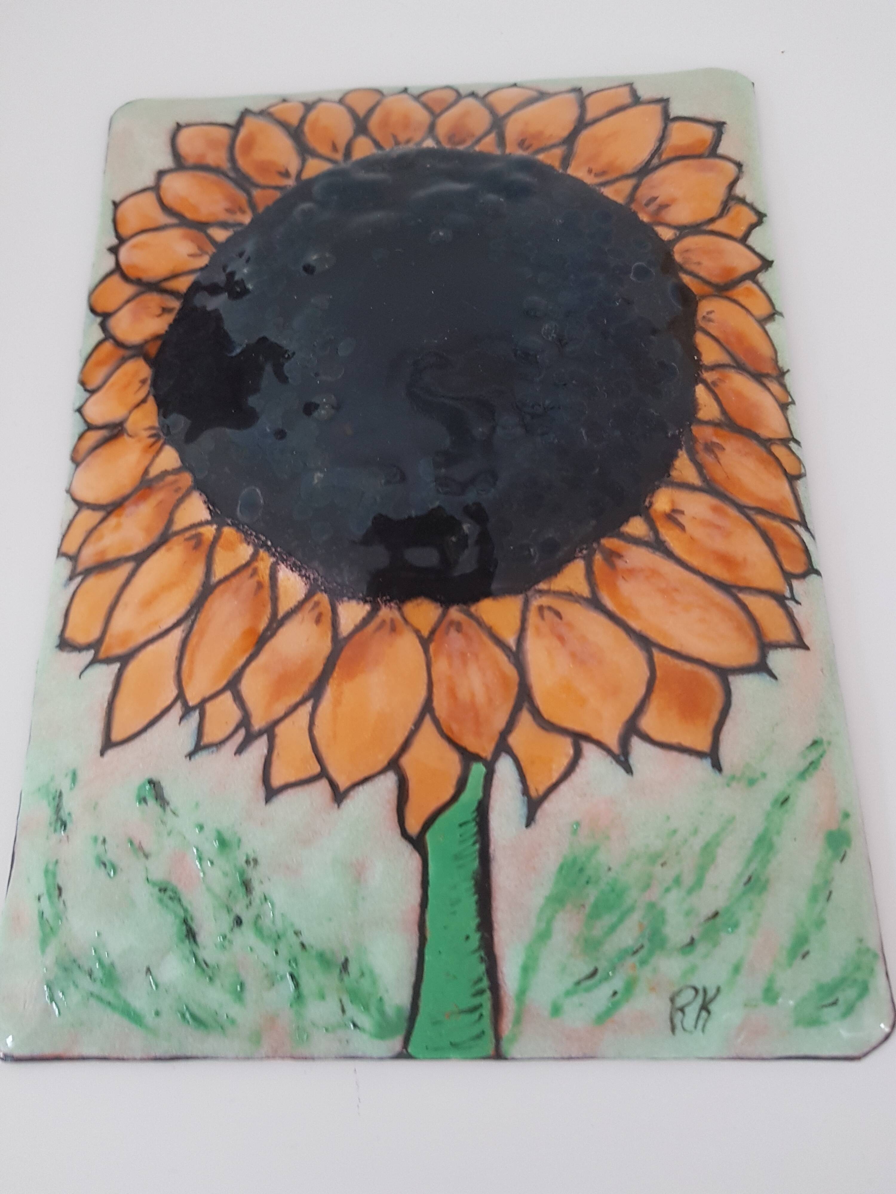 Sunflower enamel plaque