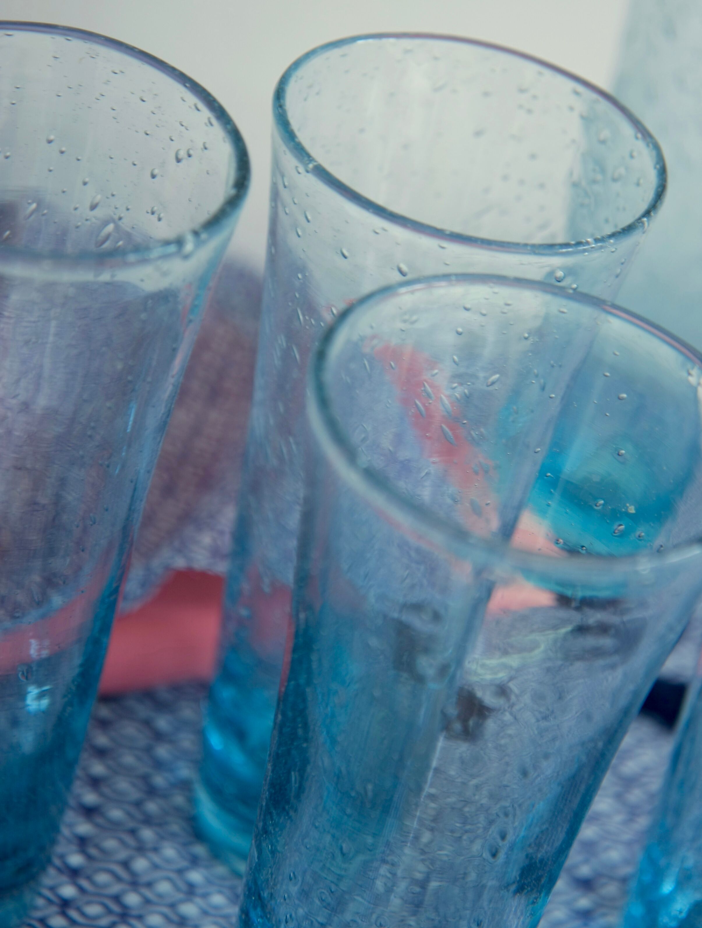 Six Biot glass orange glasses