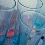 Six Biot glass orange glasses