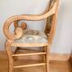 19th century St Empire armchair in pegged blond walnut with cross-stitched tapestries