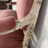 Louis XV style bench in lacquered and gilded beech, 20th century