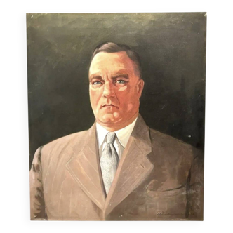 Portrait of a man, oil on canvas, signed Prochazka 1938, antique Art Deco.