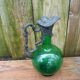 Napoleon III wine jug pitcher in souflé glass and pewter