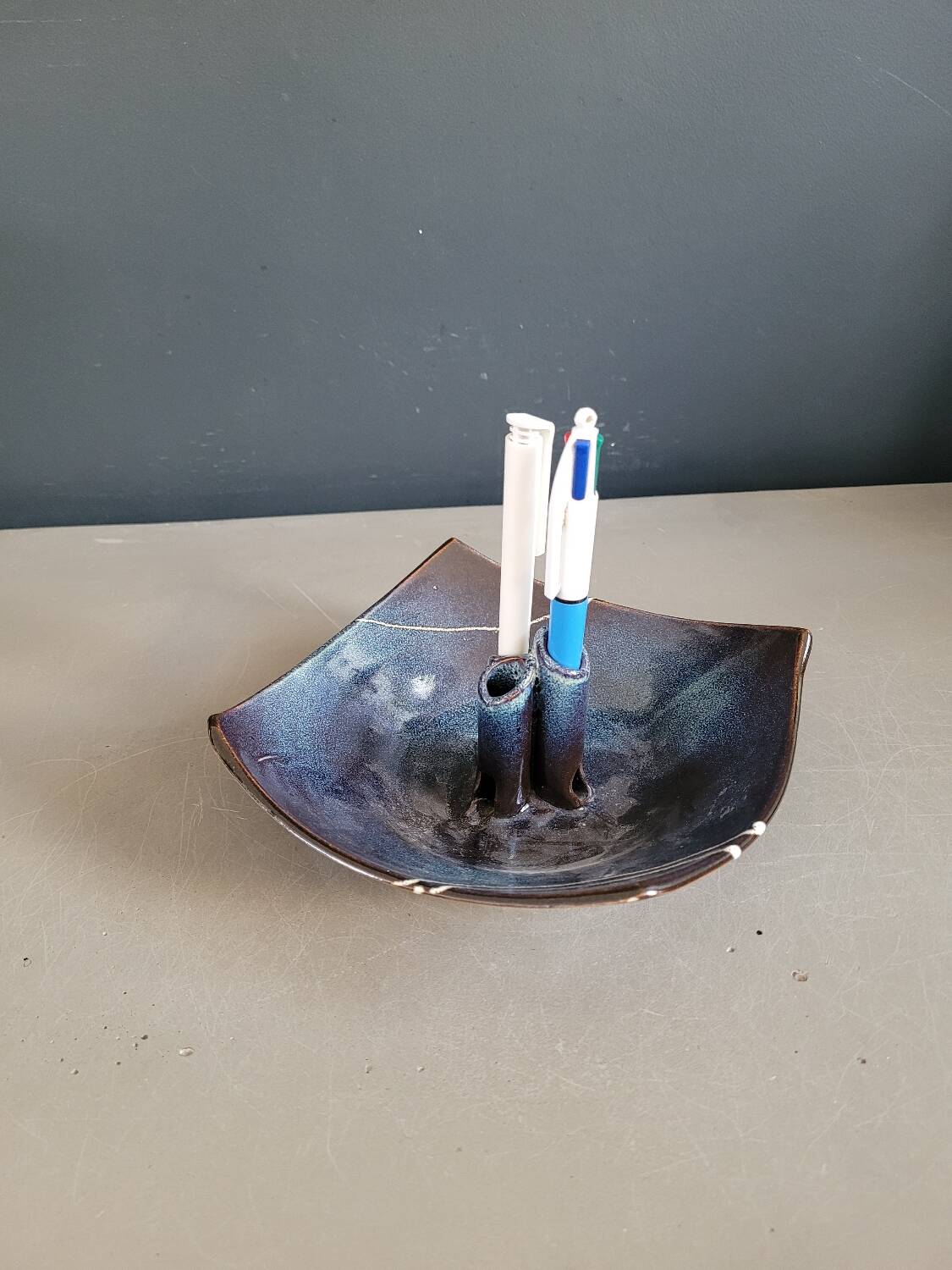 Ceramic trinket tray/pencil holder - unique piece