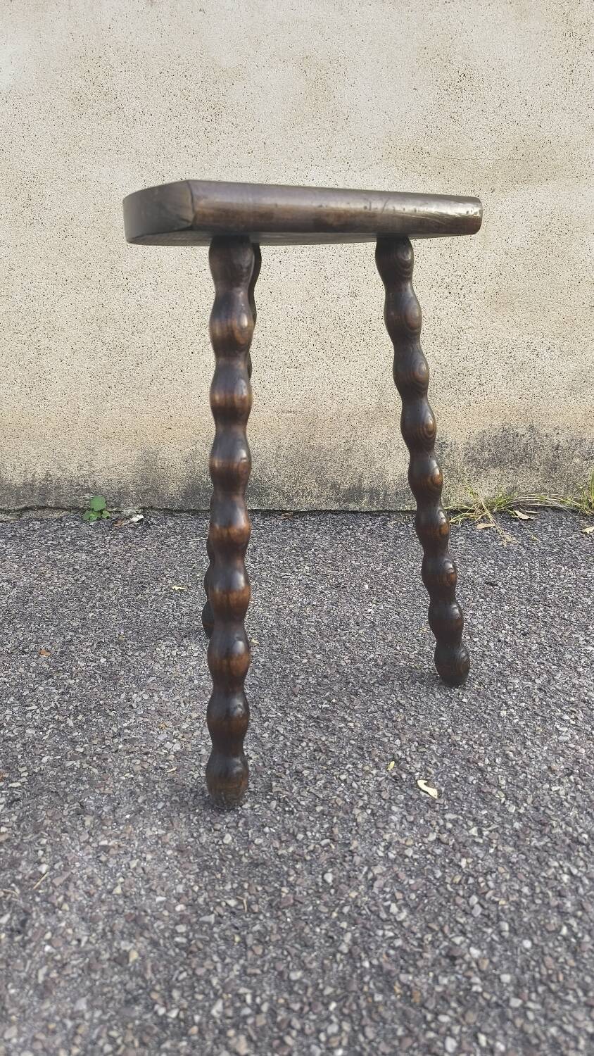Turned wooden tripod stool 1960