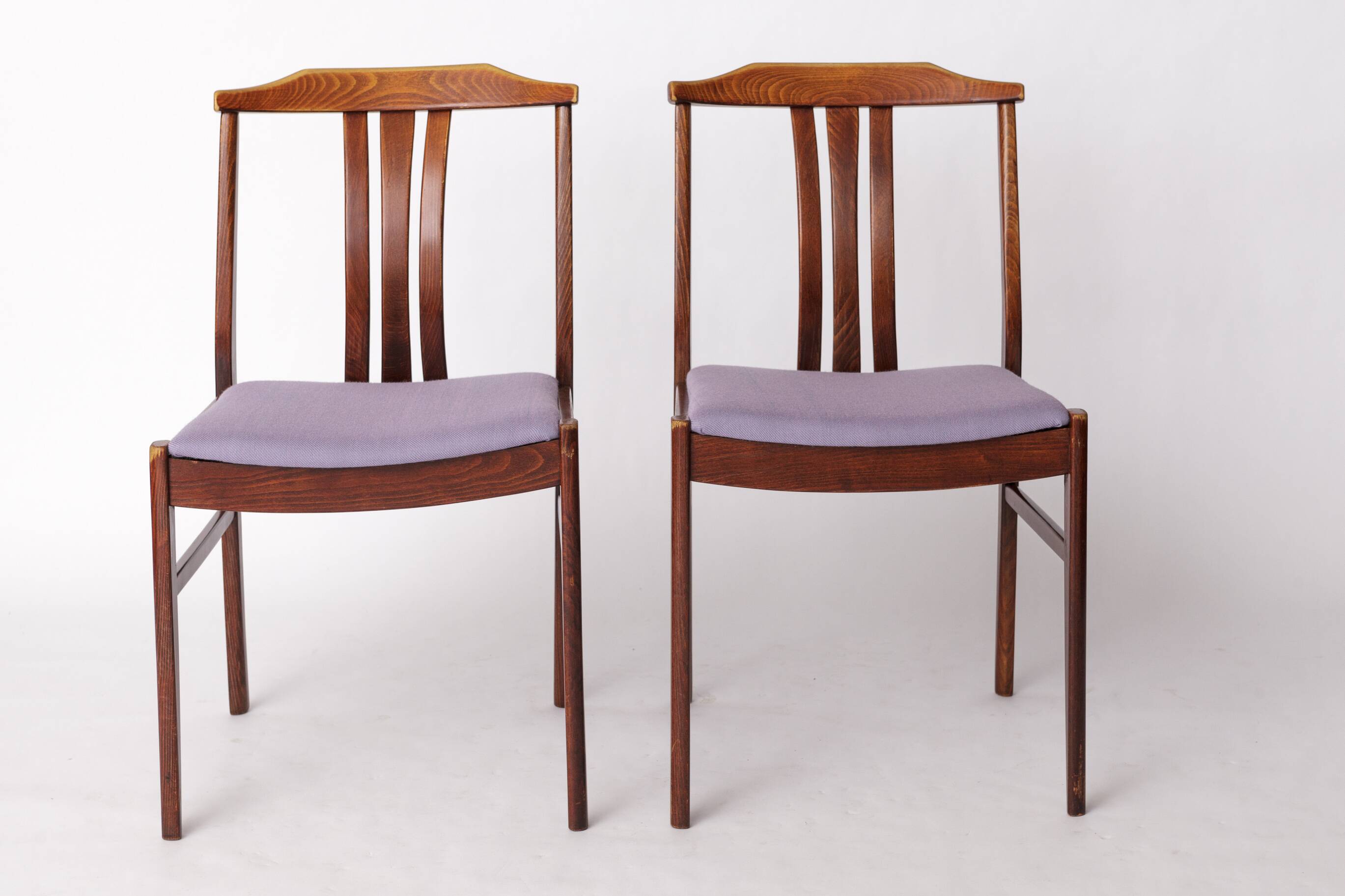 Pair of Vintage Swedish Chairs by LBG Group – 1970s Beech & Purple Fabric