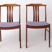 Pair of Vintage Swedish Chairs by LBG Group – 1970s Beech & Purple Fabric