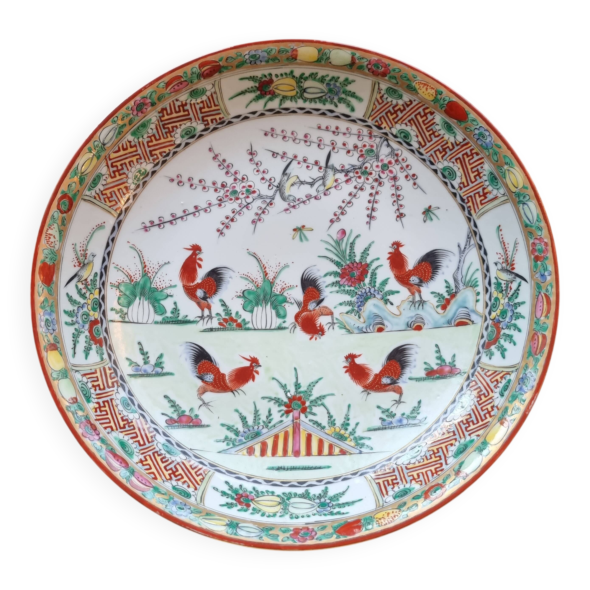 Large soup plate in Macao porcelain (1971), authentic wine piece