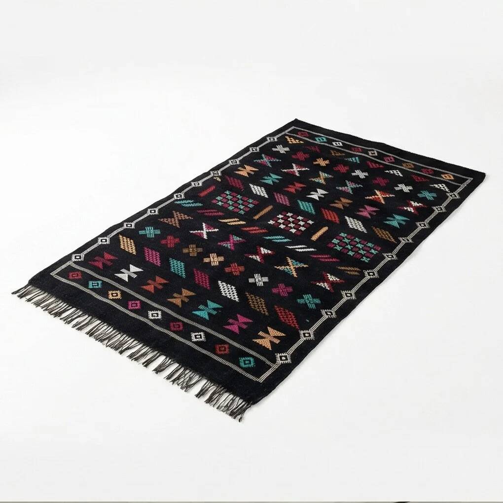 Black ethnic sabra rug 90x150 cm