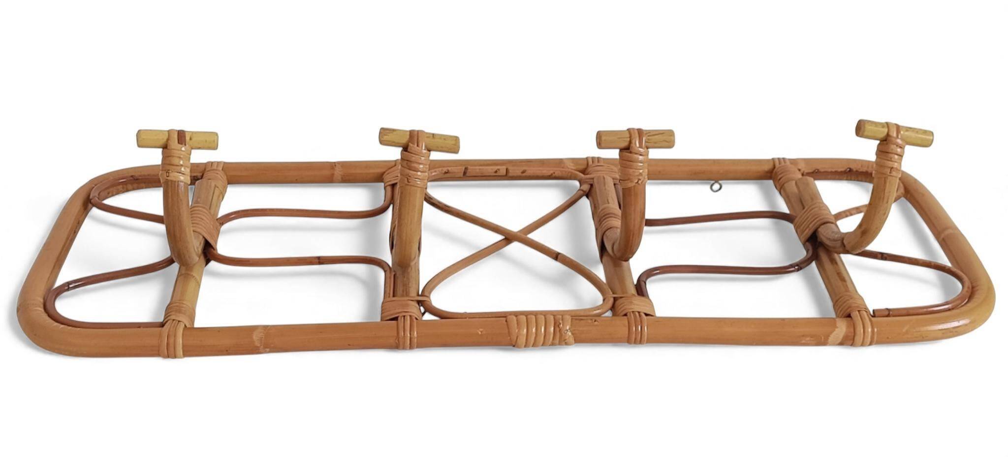 Mid-Century Extra-Large Bamboo & Rattan Coat Rack, Tito Agnoli Style