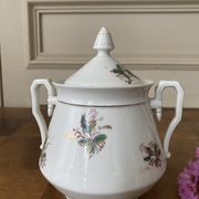 Pot et son couvercle en céramique à fleurs
