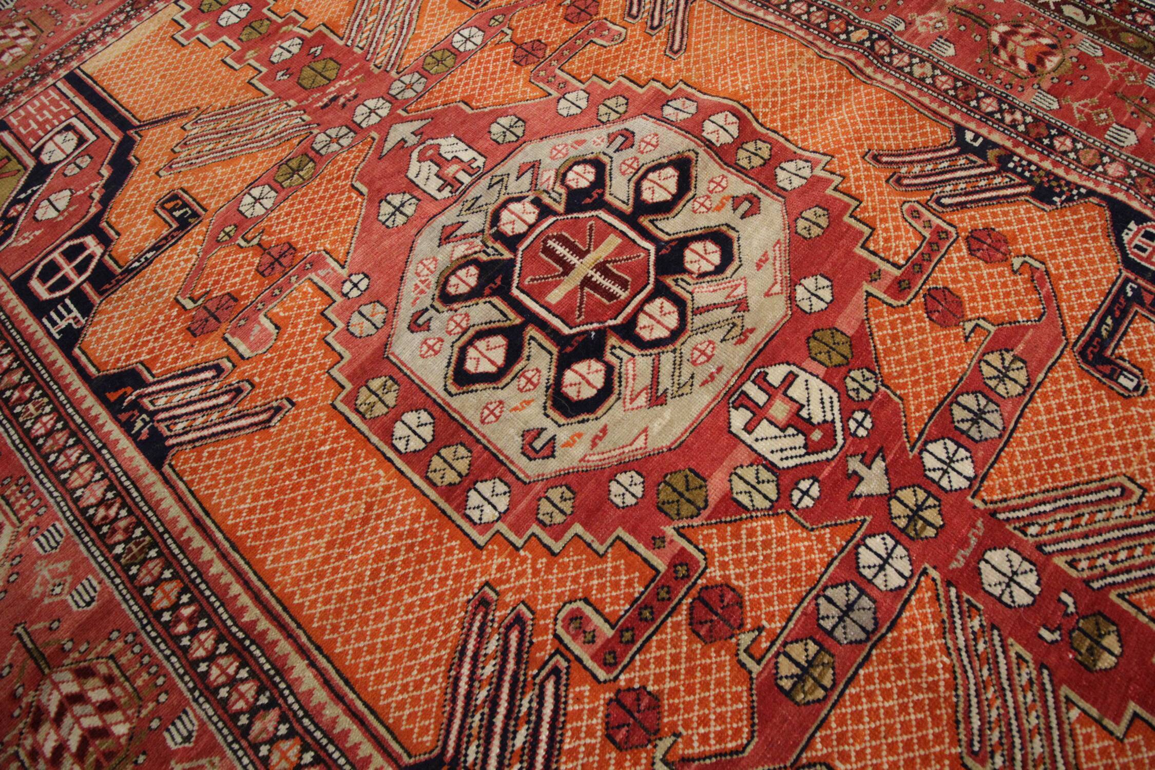 Antique Caucasian Handmade Wool Shirvan Rug 1890- 128x188cm