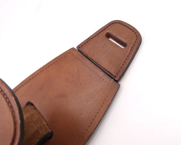 Portemanteau patère en cuir surpiqué marron  années 60