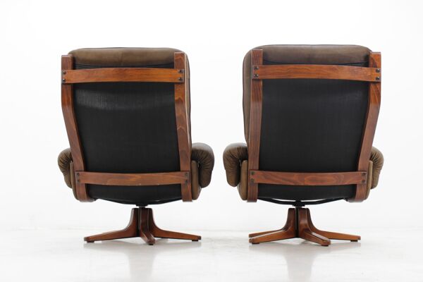 Fauteuils scandinaves en cuir 1970s