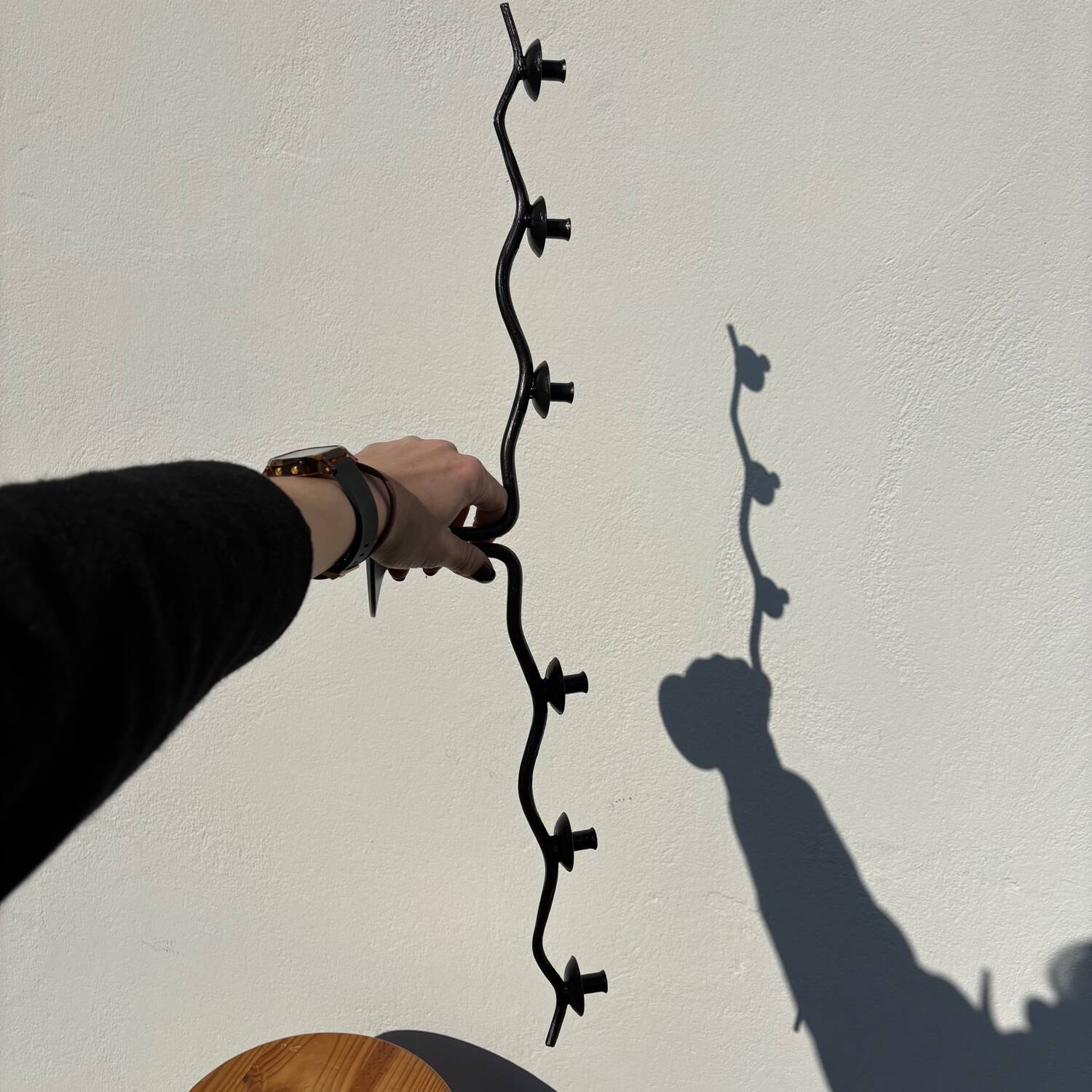 Black metal candle holder