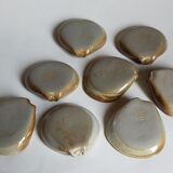 Eight ramekins"shells"vintage enamelled potter's sandstone