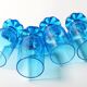 Set of 4 Unique Vintage Bright Blue Glasses / Solid Rare Tumblers / Italy /