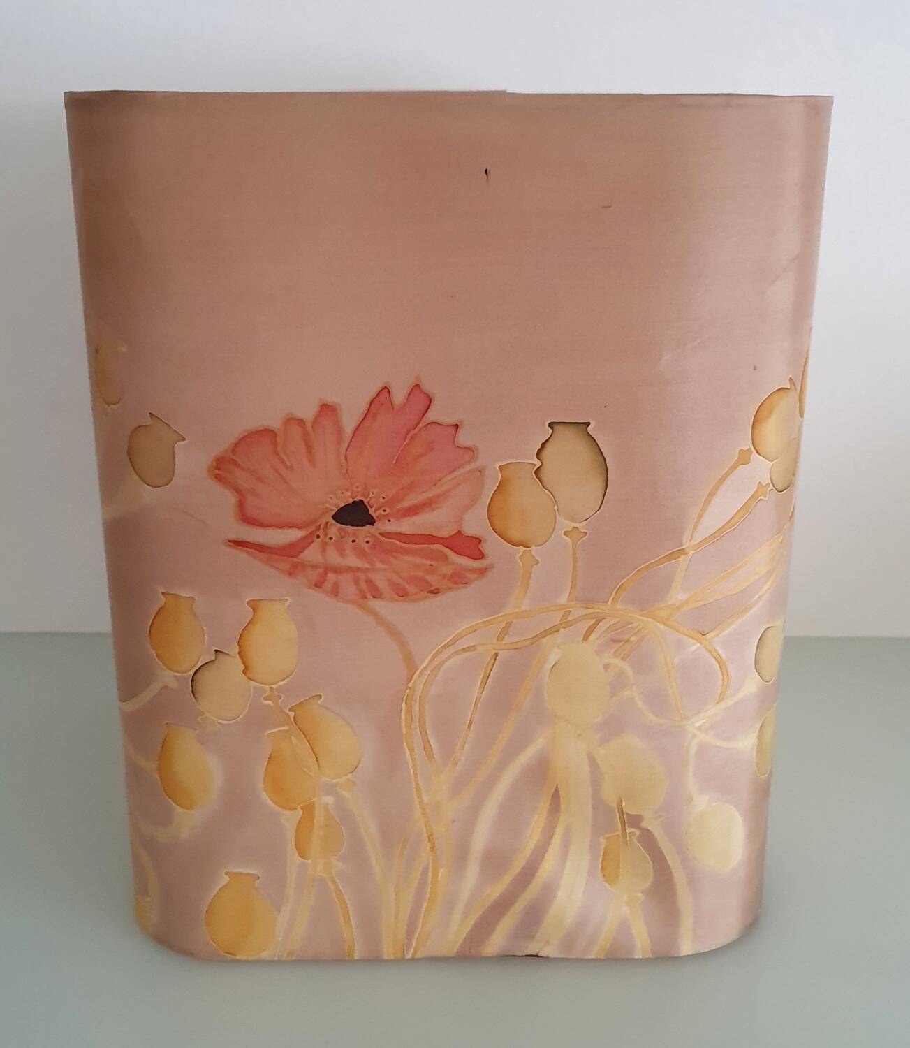 Vintage silk lampshade with floral pattern