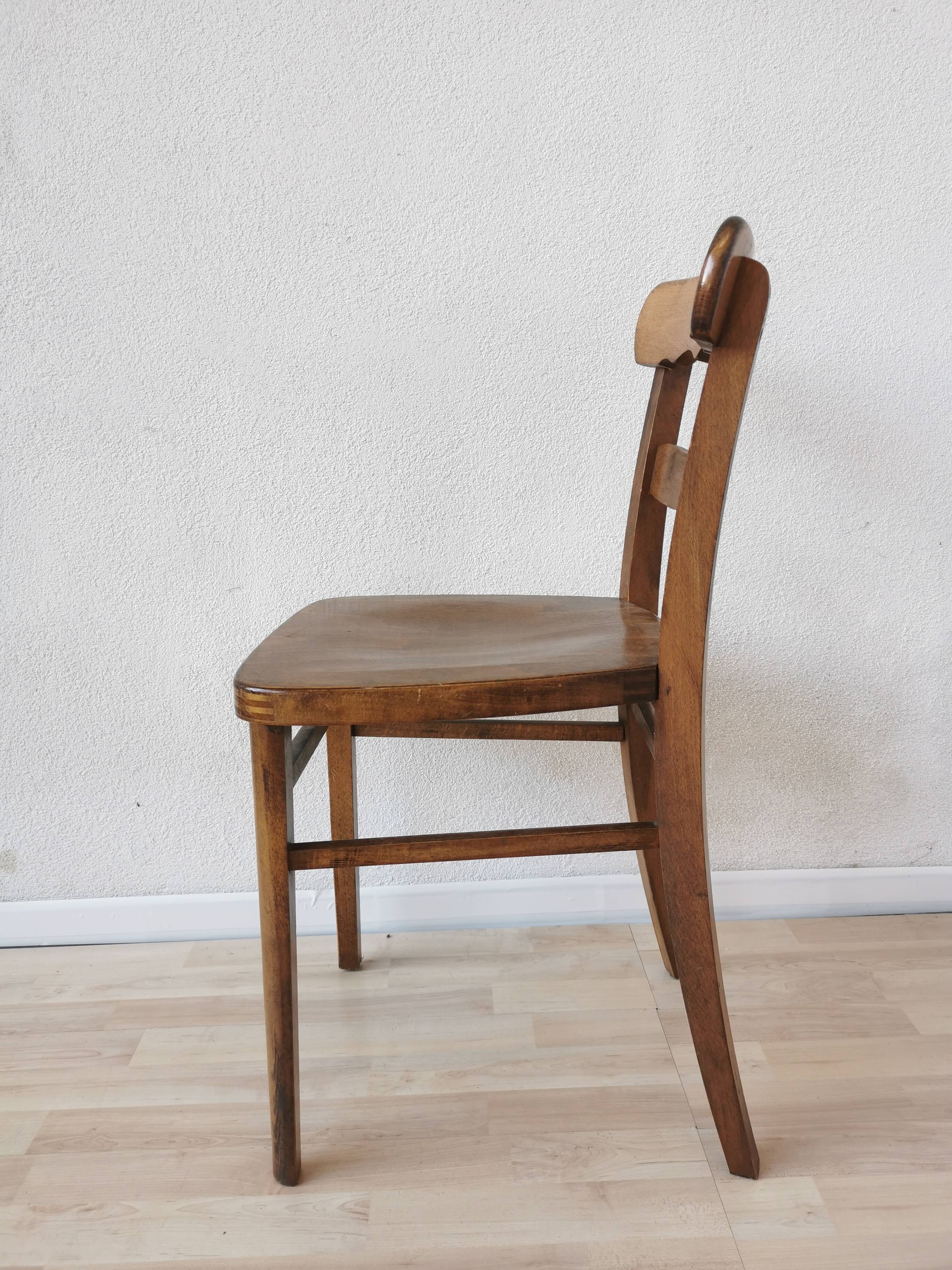 Vintage Wooden Dining Chair: Tyrolean Farmhouse Bistro, 1970s