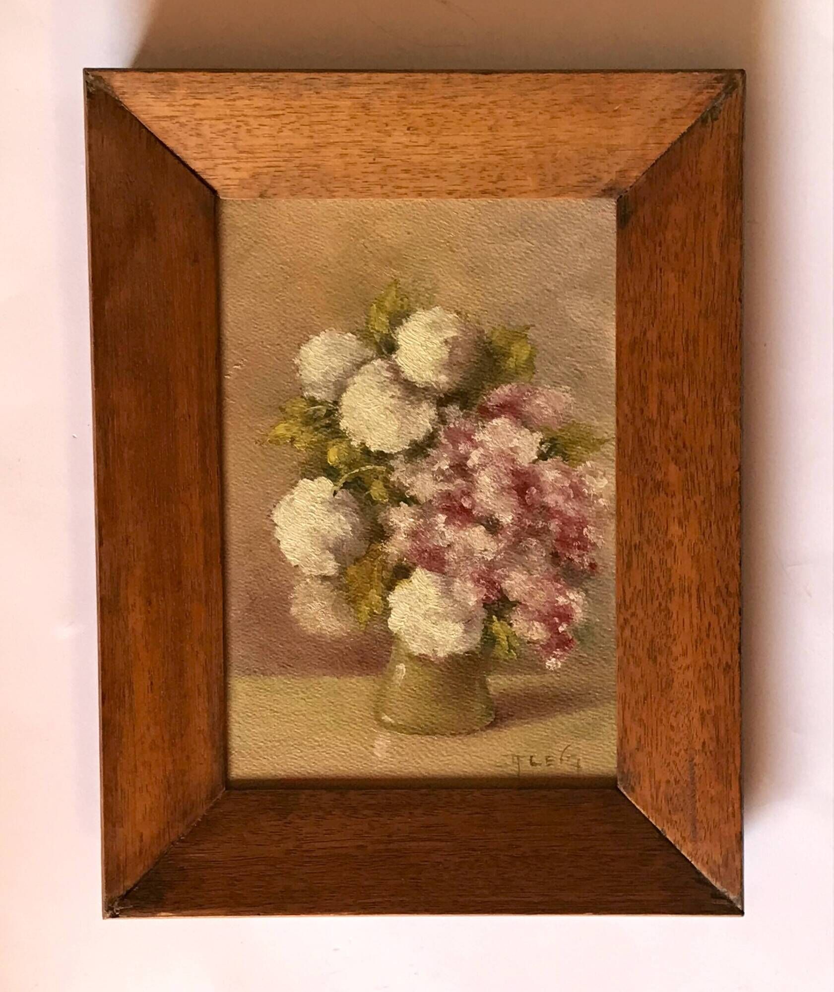 Painting, bouquet of flowers, oil, signed J. Fleig, 20th century