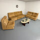 Modular camel leather sofa, 1980s vintage design.