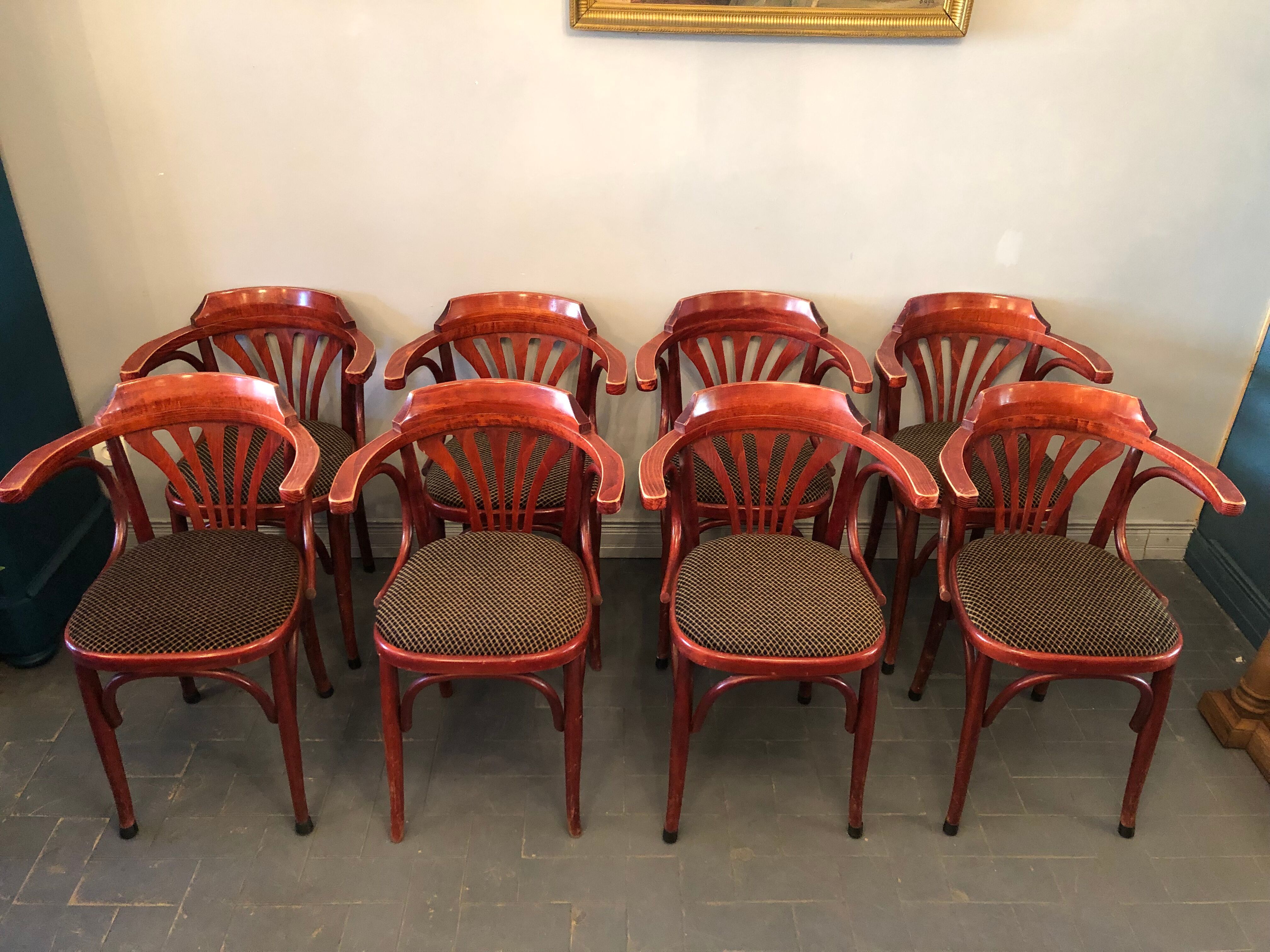 8 antique bistro armchairs