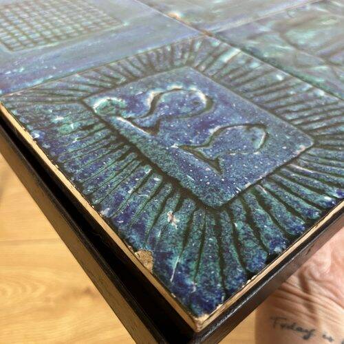 Blue ceramic coffee table by Robert & Jean CLOUTIER circa 1960