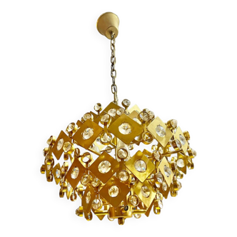 Brutalist Palwa crystal and gilding chandelier, 1960s