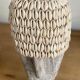 Wabi sabi face mask in aged wood and cowrie shells