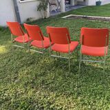Série de 4 chaises vintage orange