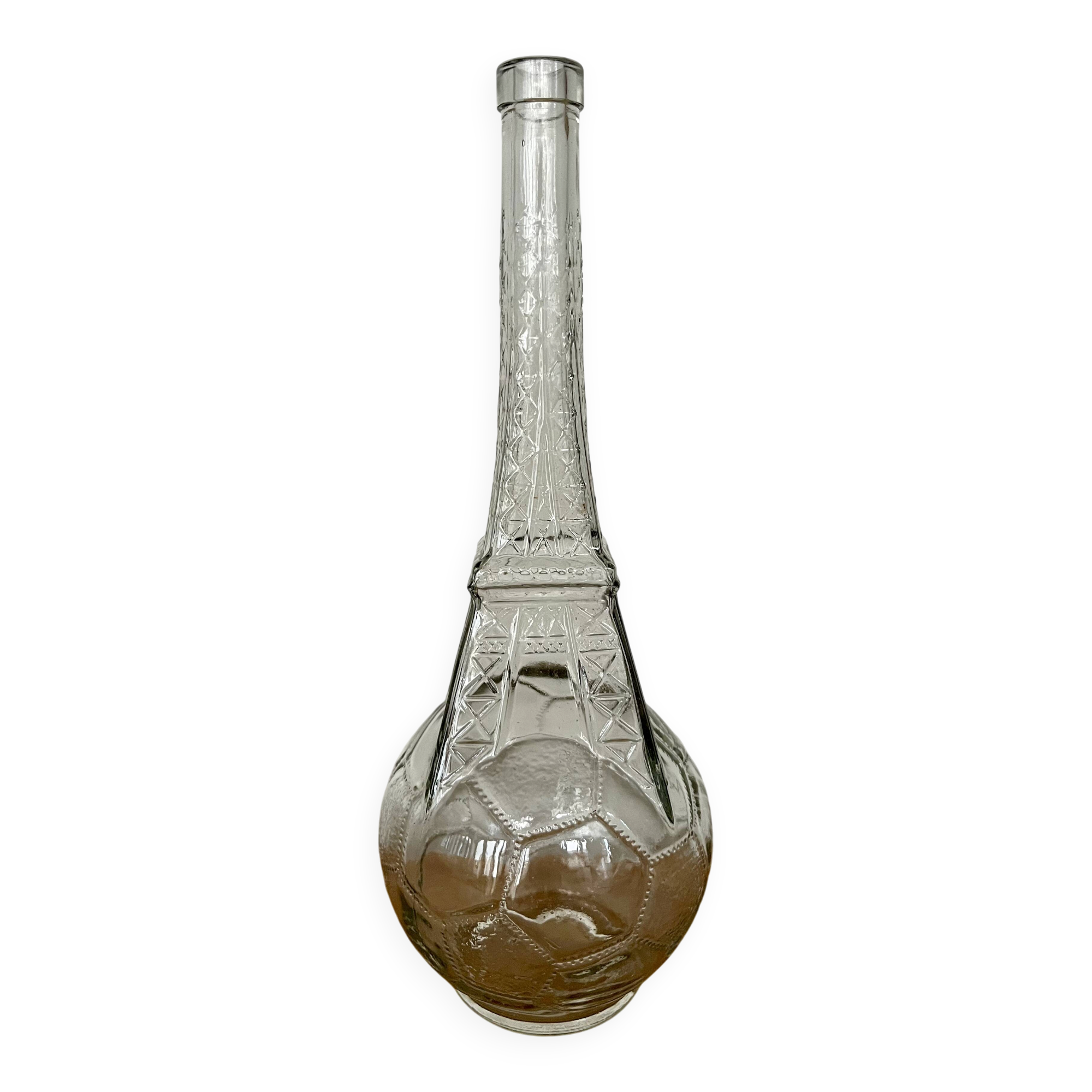 Bouteille verre vintage Tour Eiffel et Foot