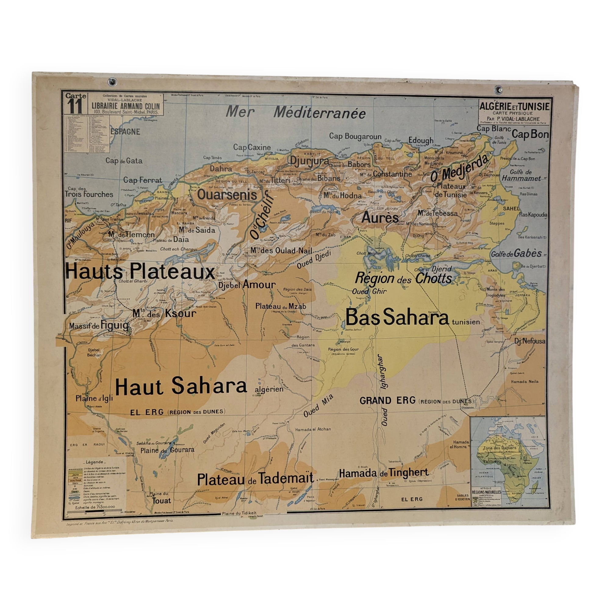 Vidal Lablache school map - Algeria and Tunisia