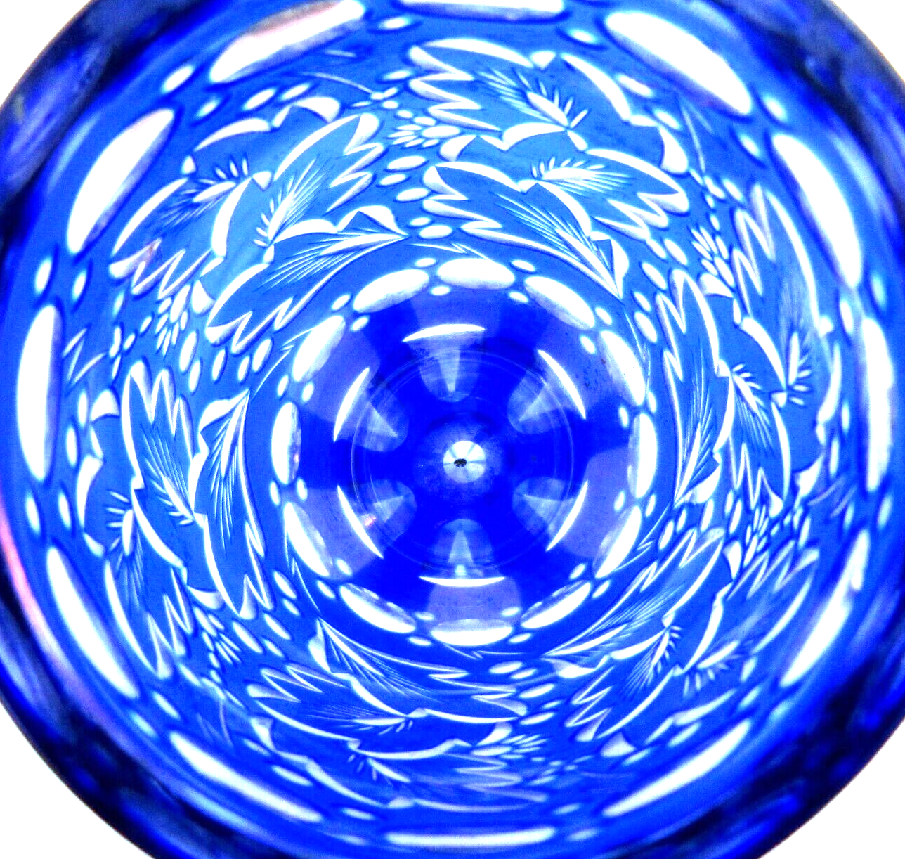 Blue and white Overlay crystal vase, chiseled and carved with Saint Louis foliage?