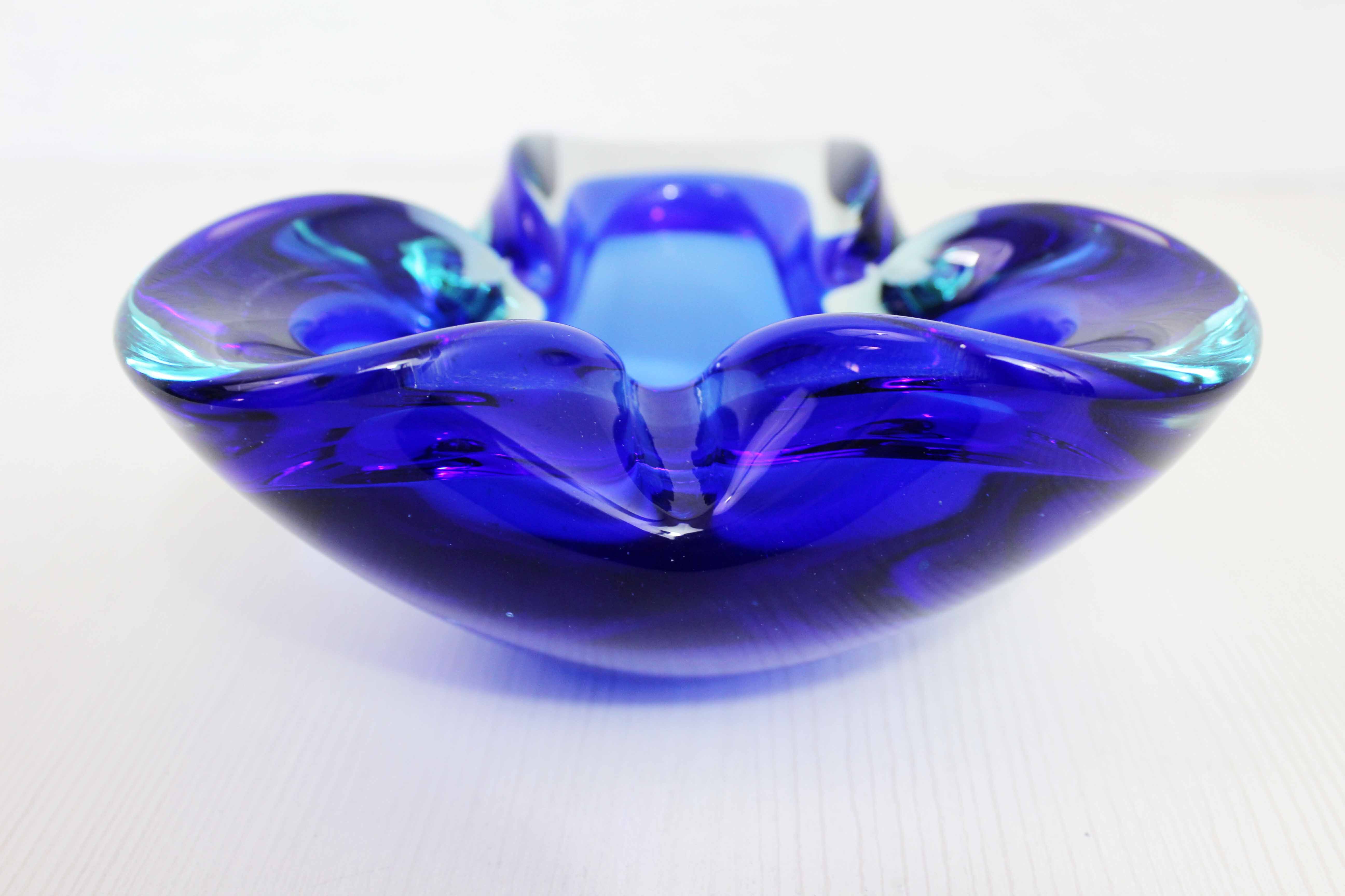 Blue Murano glass ashtray