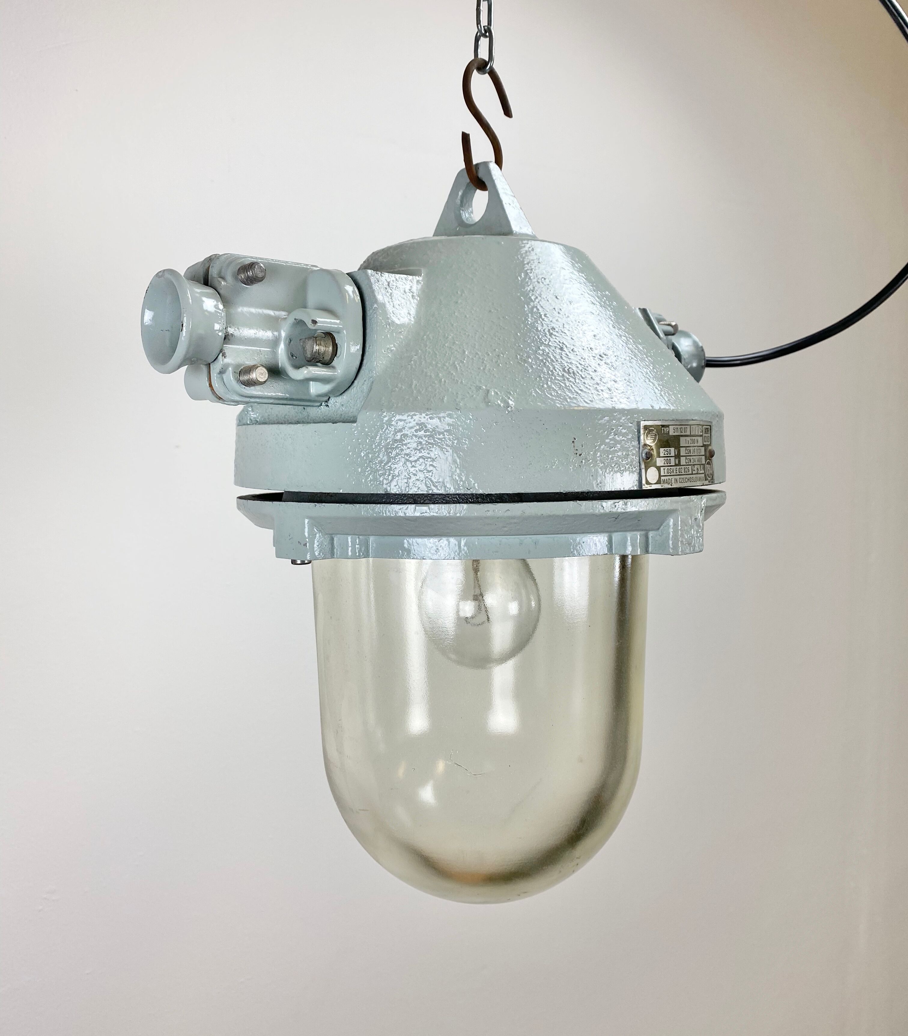 Grey industrial explosion proof lamp, 1970s