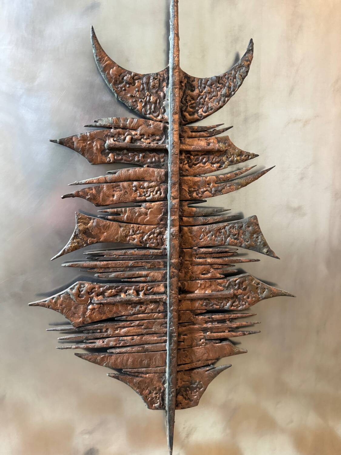 Brutalist bronze sculpture painting from the 70s