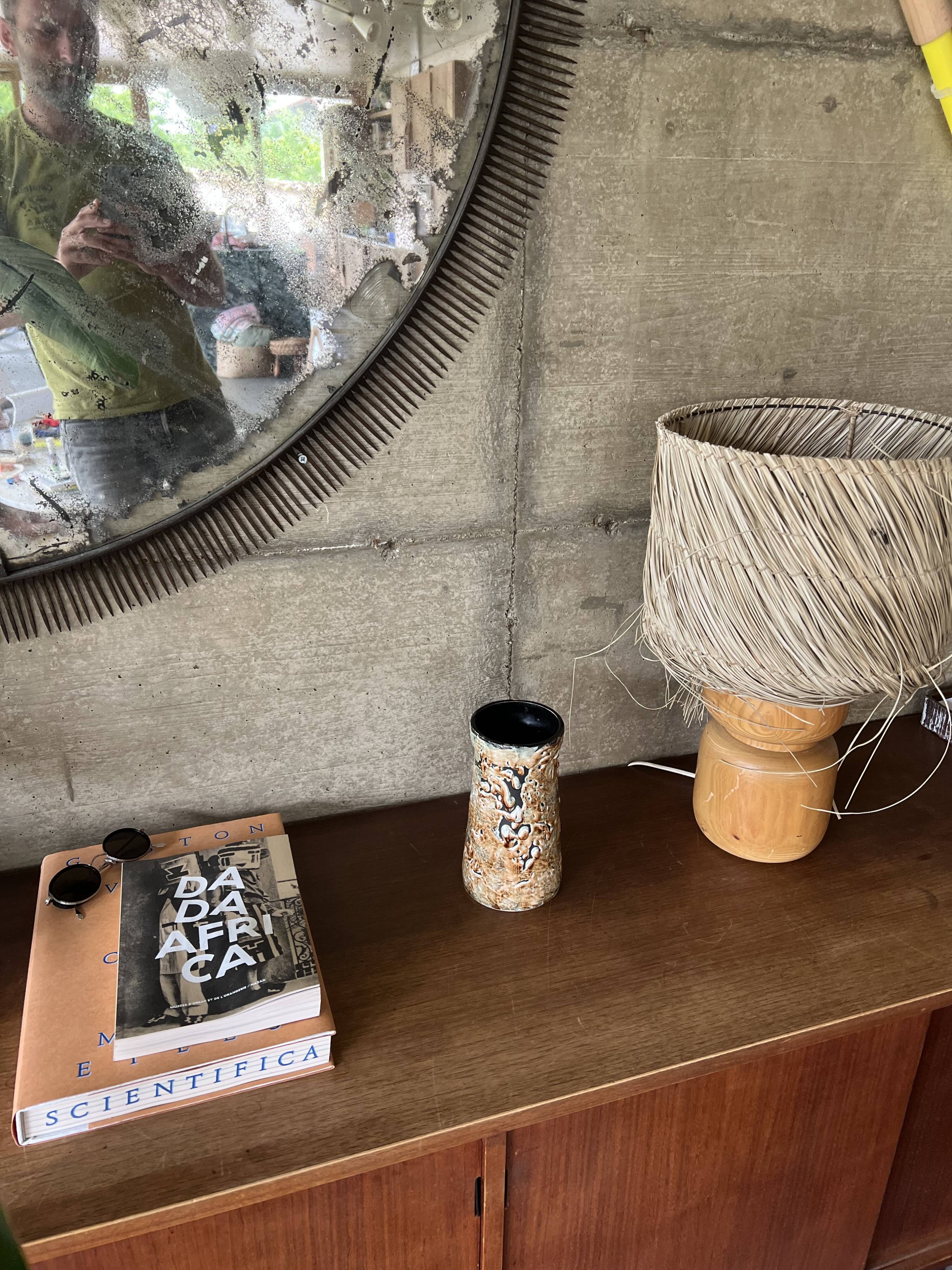 Glazed cylindrical stoneware vase