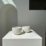Trio of white ceramic cups D9cm