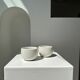 Trio of white ceramic cups D9cm