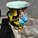 Vintage vase with floral decoration, Vallauris ceramic, 21 cm high