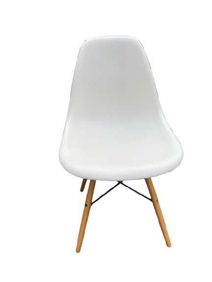 6 white DSW chairs by Vitra