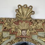 Large trumeau altarpiece composition of woodwork from the 18th century.