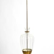 Mid-Century Pendant Lamp by Vereinigte Werkstätten, in Brass and Plexiglass