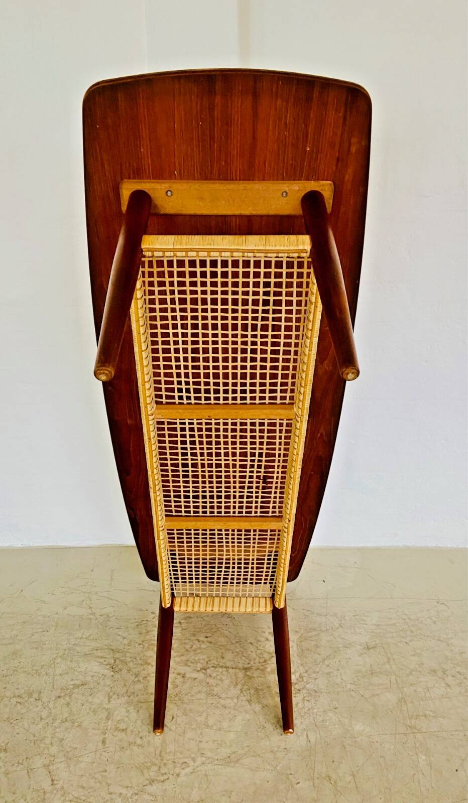 Vintage Danish mid-century teak and rattan coffee table 1960s